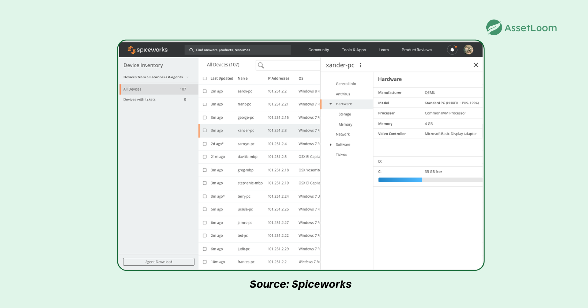 Affordable Asset Management Tools Spiceworks