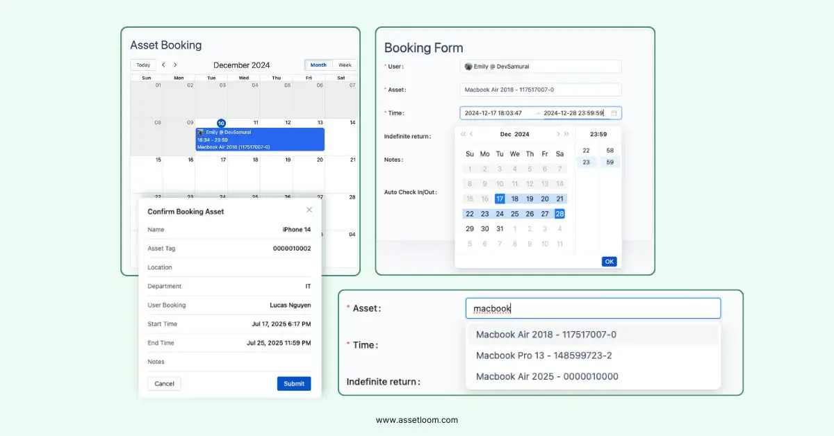 Asset Booking and Reservations in AssetLoom