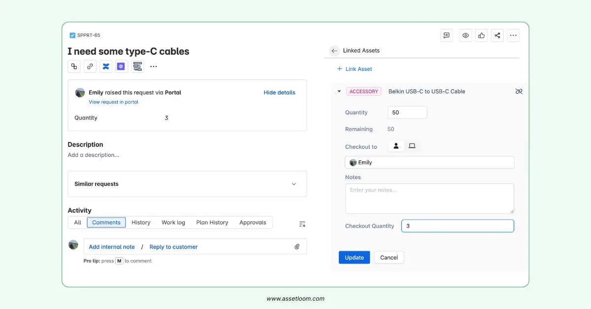 AssetLoom integrates with Jira Service Management