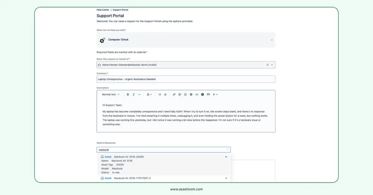 AssetLoom IT inventory software integrates with Jira Service Management