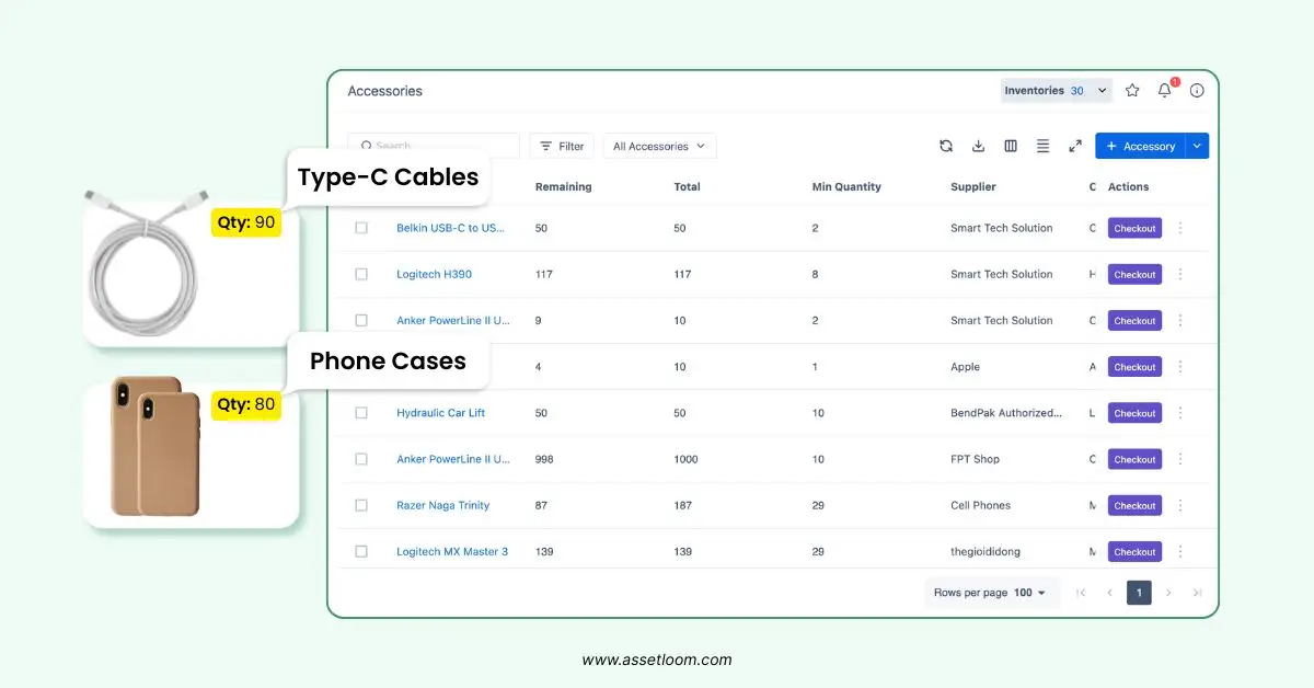 AssetLoom monitors stock levels, which makes it one of the best inventory management software