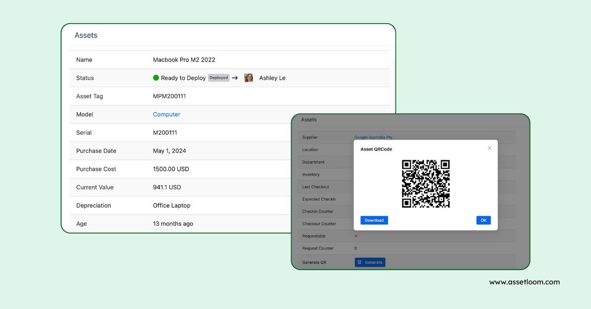 AssetLoom QRcode and asset tag