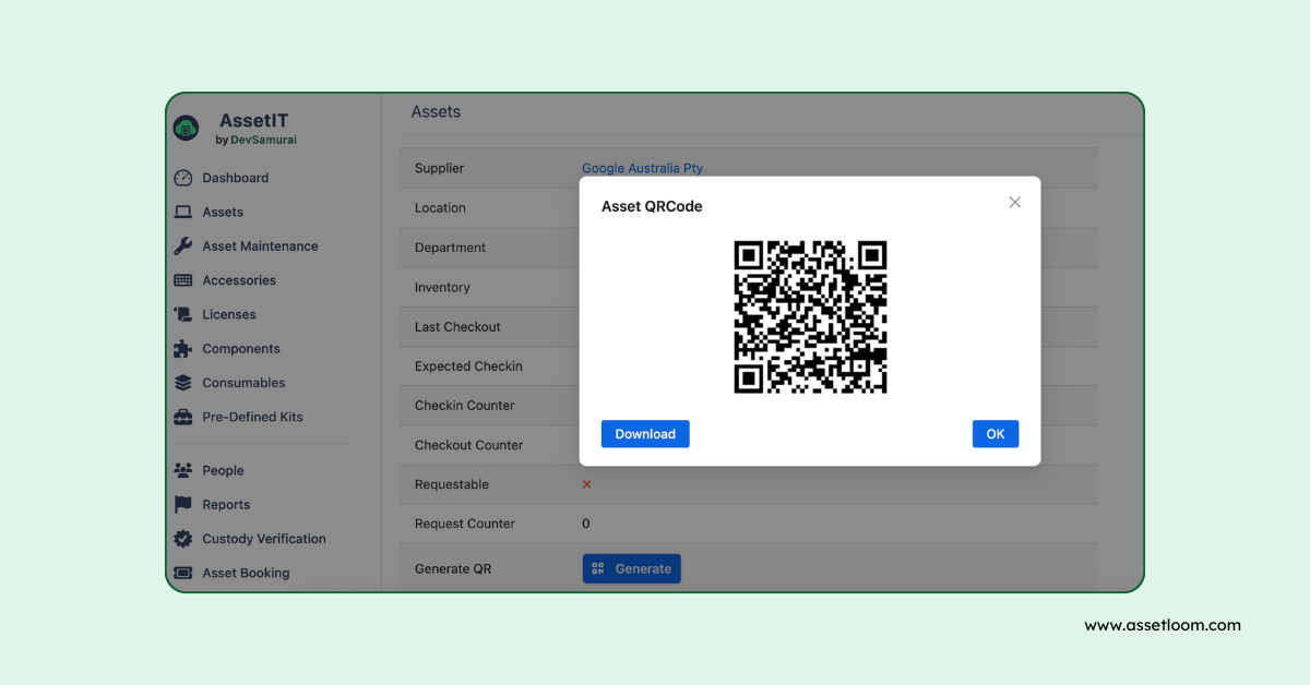 How AssetLoom Generate QR codes