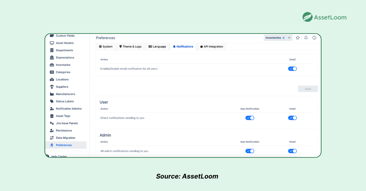 Enable and Customize Notifications AssetLoom
