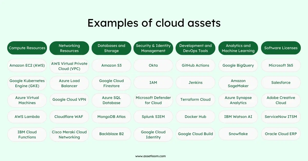 Examples of cloud assets