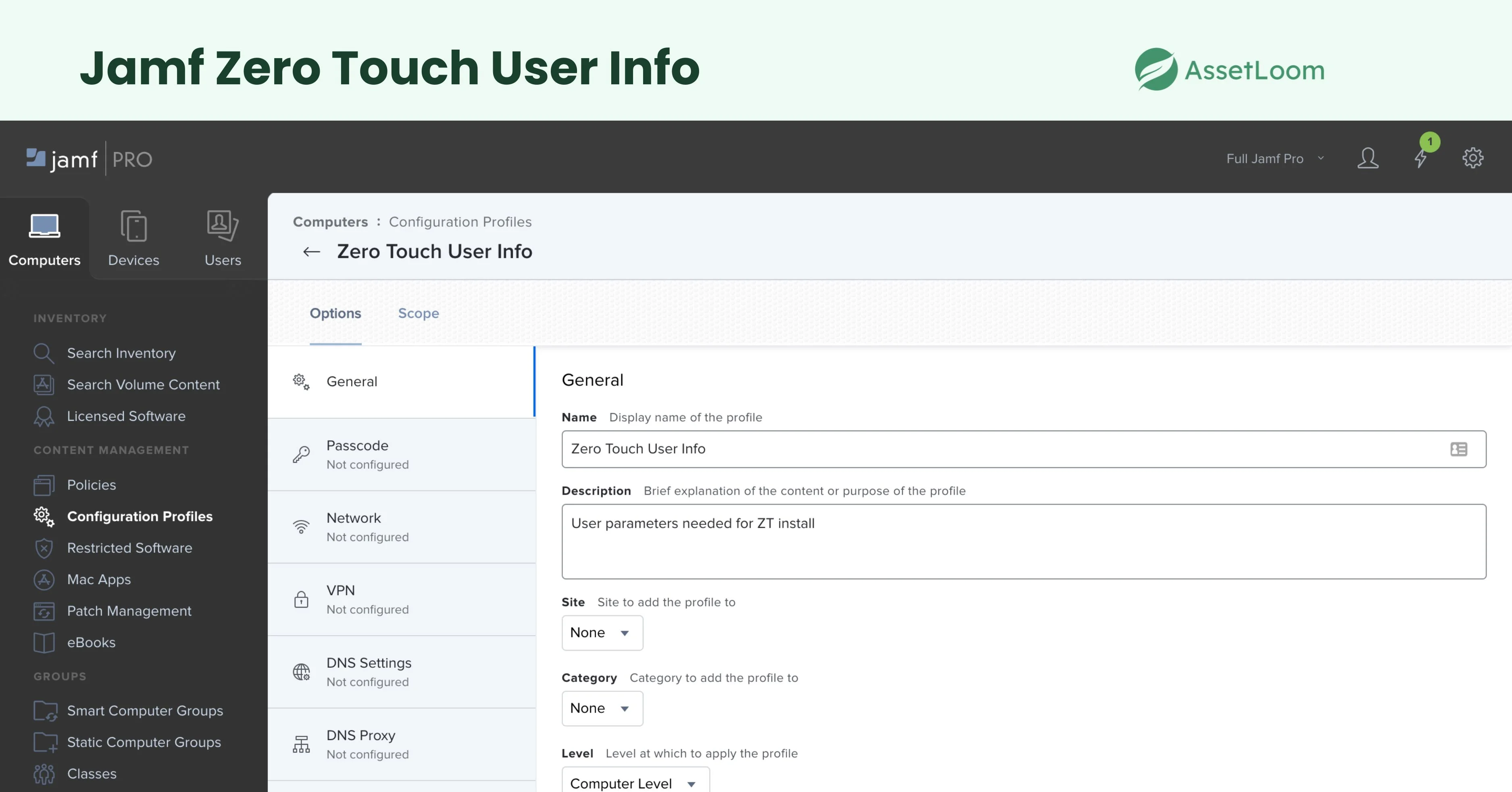 Jamf Zero Touch User Info