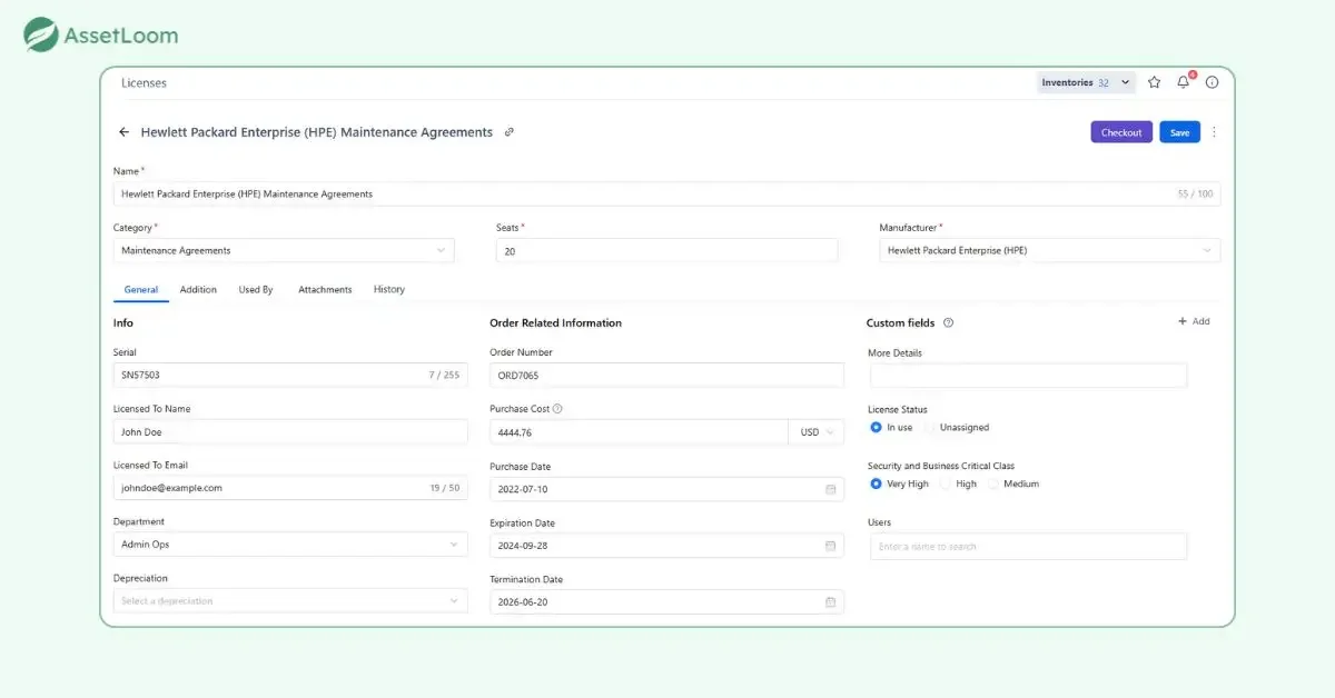 K12 Contract management in AssetLoom