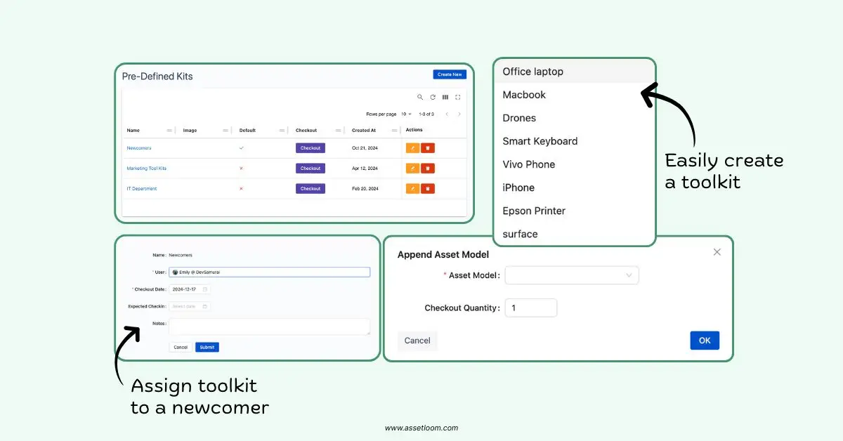 Predefined Kits for Employee Onboarding in AssetLoom